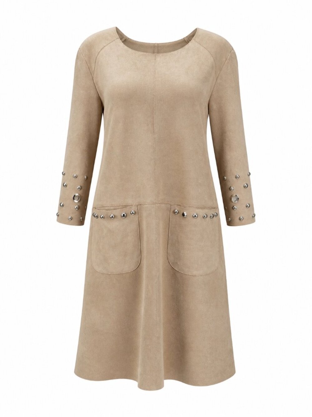 MSK Tan Faux Suede Studded Shift Dress